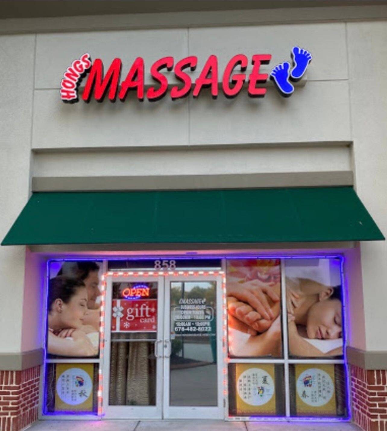 Front entrance of Hong’s Massage in Buford, GA, offering top-rated professional massage services.